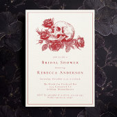 Rode schedel Rozen Gotische bruiloft Vrijgezellenf Kaart