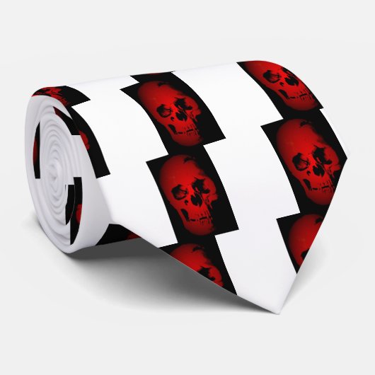 Rode schedel Skeleton Stropdas (Opgerold)