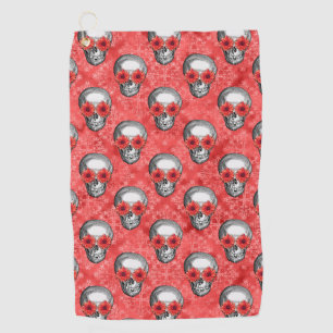 Rode Schedels en Zonnebloem Serie Design 13 Golfhanddoek