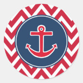 Rode scheepsanker-feeststickers ronde sticker (Voorkant)