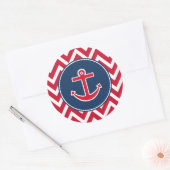 Rode scheepsanker-feeststickers ronde sticker (Envelop)