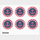Rode scheepsanker-feeststickers ronde sticker (Vel)