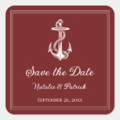 Rode scheepsanker Save the Date-stickers Vierkante Sticker (Voorkant)