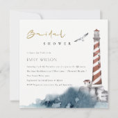 RODE SCHEMERIGE BLAUWE VUURTOREN ZEE BRUIDSSLUIER  BEDANKKAART (Voorkant)