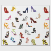 Rode schoenen Blauwe pompen Blauwe hakken Verpakki Cadeaupapier (Vlak)