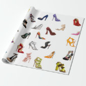 Rode schoenen Blauwe pompen Blauwe hakken Verpakki Cadeaupapier (Uitgerold)