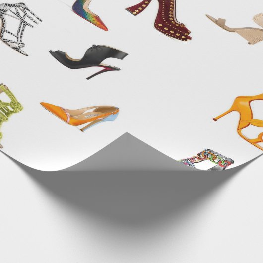 Rode schoenen Blauwe pompen Blauwe hakken Verpakki Cadeaupapier (Hoek)