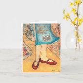 Rode schoenen briefkaart (Gele Bloem)