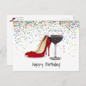 Rode schoenen en rode wijn briefkaart (Voorkant / Achterkant)