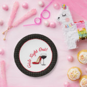 Rode schoenen en rode wijn papieren bordje (Feest)