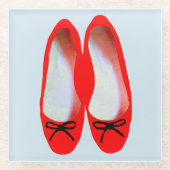 Rode schoenen glazen onderzetter (Voorkant)