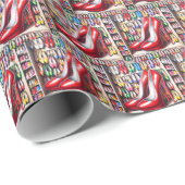 Rode schoenen in kast cadeaupapier (Rol Hoek)