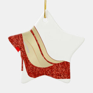 rode schoenen keramisch ornament