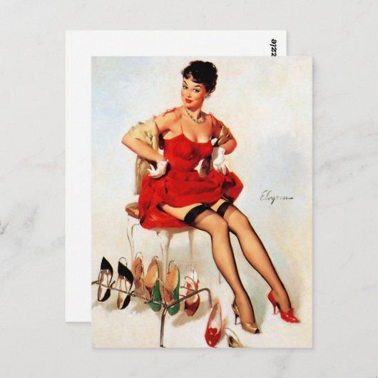 Rode schoenen omhoog briefkaart (Voorkant / Achterkant)