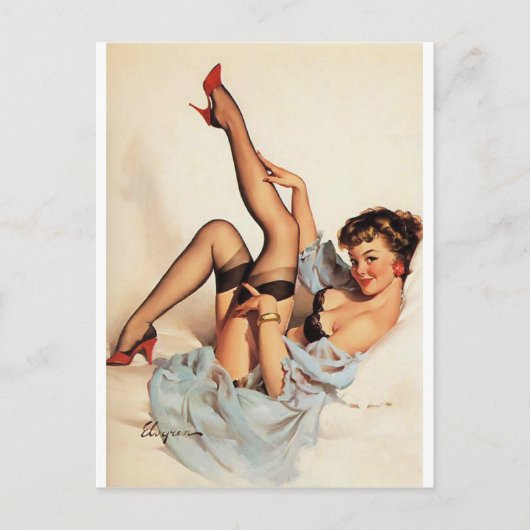 Rode schoenen Pin Up Briefkaart (Voorkant)
