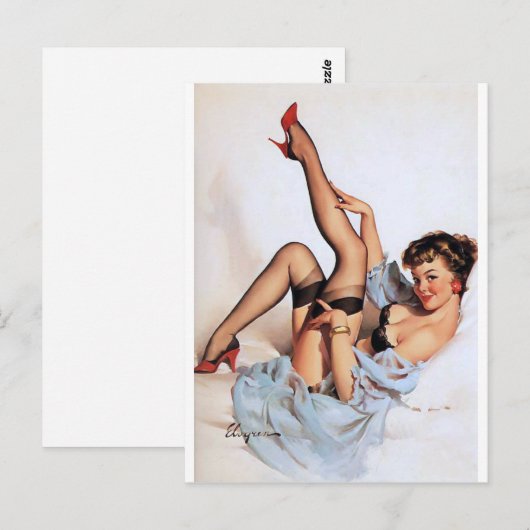 Rode schoenen Pin Up Briefkaart (Voorkant / Achterkant)