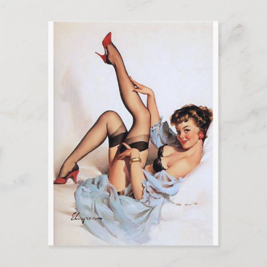 Rode schoenen Pin Up Briefkaart (Voorkant)