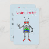 Rode schoenen Robot Party-uitnodigingen Kaart (Voorkant / Achterkant)
