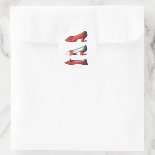 Rode schoenen ronde sticker (Tas)