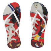 Rode schoenen. teenslippers (Voetbed)