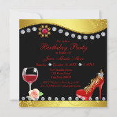 Rode schoenen, wijn & juwelen 40e verjaardag kaart (Achterkant)