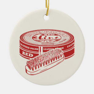 Rode schoenlak keramisch ornament