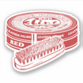 Rode schoenlak sticker (Voorkant)