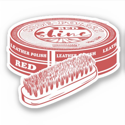 Rode schoenlak sticker (Voorkant)