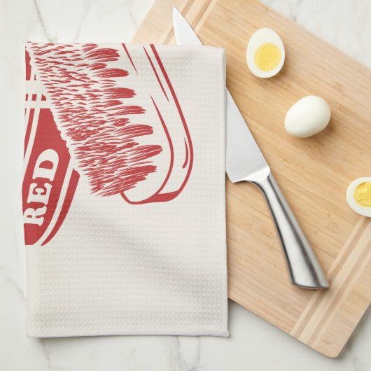 Rode schoenlak theedoek (Quarter Fold)
