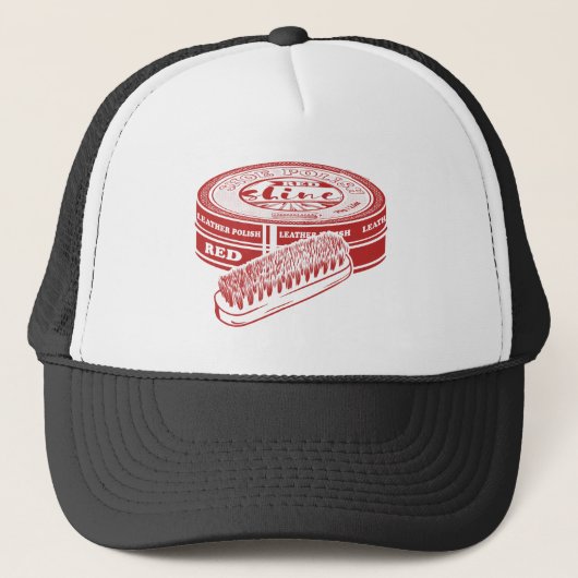 Rode schoenlak trucker pet (Voorkant)