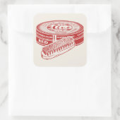 Rode schoenpoetsblik vierkante sticker (Tas)