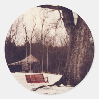 Rode schommel ronde sticker