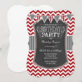 Rode schoolbord Chevron verjaardagsuitnodiging Kaart (Voorkant / Achterkant)