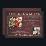 rode schoolbord kerstfeest uitnodiging<br><div class="desc">"Sparkle & Shine It's Christmas Time" verschijnt aan de bovenkant in Blond Gold Foil verschijnt aan de onderkant Blond Gold Foil. Aanpassen met uw persoonlijke begroeting,  familienamen en individuele namen.</div>