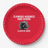 Rode schoolkleuren, GraduPartij Papieren Bordje (Voorkant)