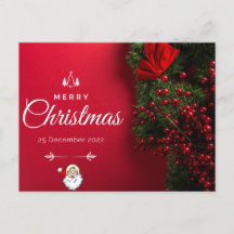 Rode schoonheid en minimalistische kerstkaart