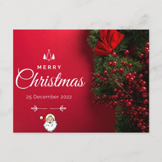 Rode schoonheid en minimalistische kerstkaart briefkaart (Voorkant)