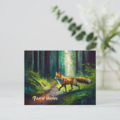 Rode schoonheid op jacht, bosbewoners briefkaart (Staand voorkant)