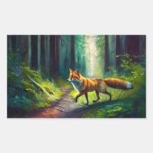 Rode schoonheid op jacht, bosbewoners rechthoekige sticker (Voorkant)