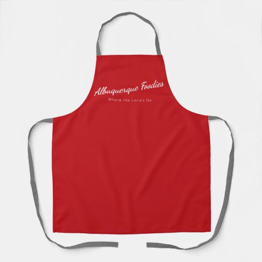 Rode schort met Albuquerque Foodies-logo (Voorkant)