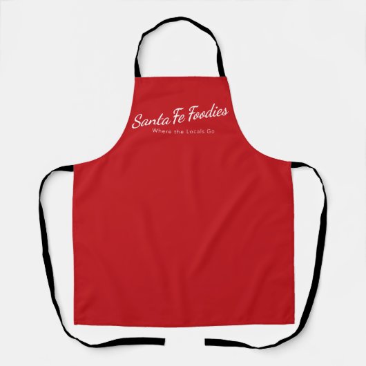 Rode schort met Santa Fe Foodies-logo (Voorkant)