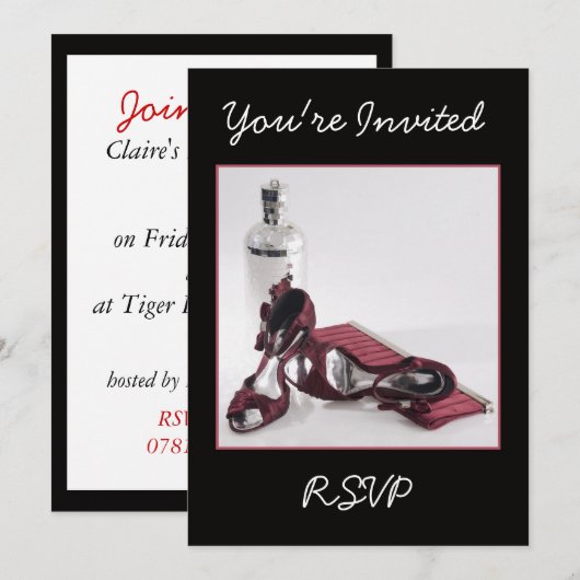 Rode schoten op zaterdag of Cocktail Invitation Kaart (Voorkant / Achterkant)