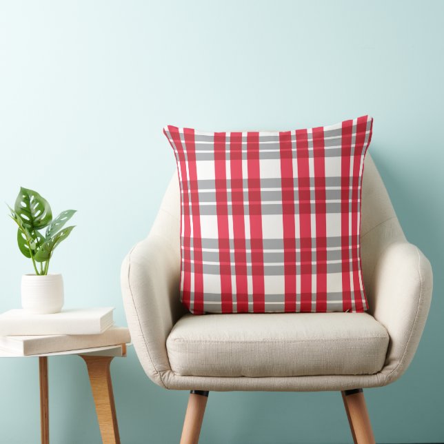 Rode Schotse Plaid Kussen (Stoel)