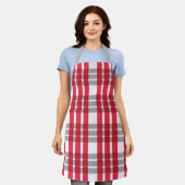 Rode Schotse Plaid Schort (Gedragen)