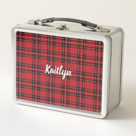 Rode Schotse Ruit Rvs Lunchbox