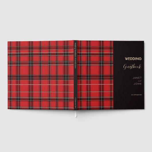 Rode Schotse Tartan bruiloft Gastenboek (Volledig)