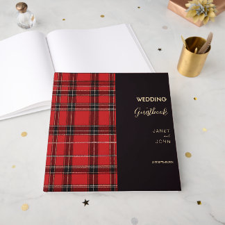 Rode Schotse Tartan bruiloft Gastenboek