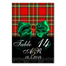 RODE SCHOTSE TARTAN MET GROENE STROOK MONOGRAM KAART