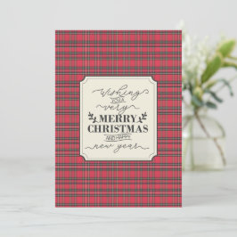 Rode Schotse Traditionele Typografische Kerstmis Feestdagenkaart