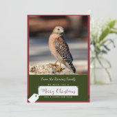 Rode schouder Hawk Kerst Kaart (Staand voorkant)